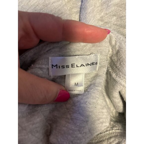 Miss Elaine Gray Quilted Zip Up Housecoat Embroidery Size Medium - Picture 6 of 9